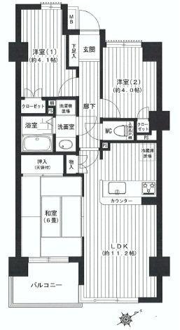 Floor plan. 3LDK, Price 20.8 million yen, Footprint 56.7 sq m , Balcony area 4.37 sq m