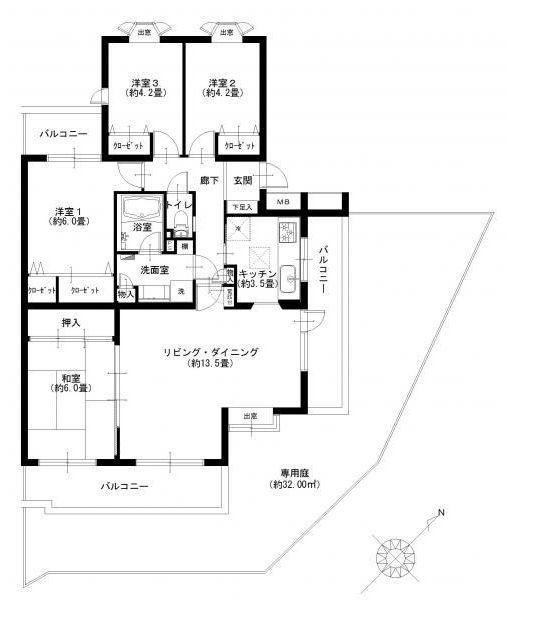 Floor plan. 4LDK, Price 22,900,000 yen, Occupied area 83.34 sq m , Balcony area 18.37 sq m