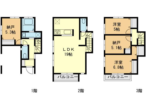 Floor plan. (8 Building), Price 31,800,000 yen, 2LDK+2S, Land area 60.14 sq m , Building area 108.05 sq m