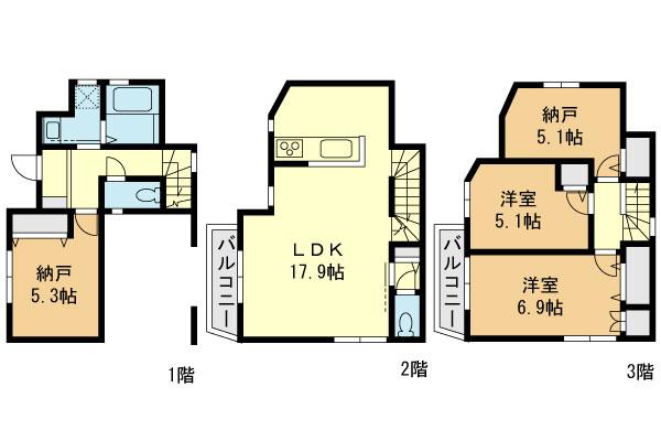 Floor plan. (9 Building), Price 33,800,000 yen, 2LDK+2S, Land area 60.3 sq m , Building area 104.55 sq m