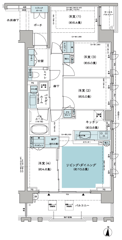 Floor: 4LD ・ K + N (storeroom), the occupied area: 76.85 sq m, Price: TBD