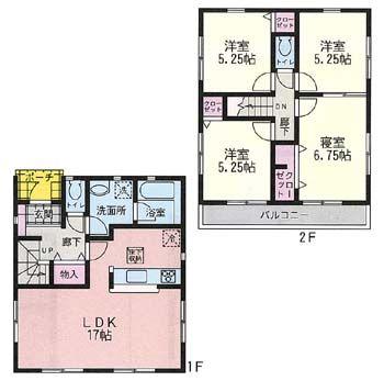 Floor plan. 30,800,000 yen, 4LDK, Land area 93.2 sq m , Building area 89.1 sq m