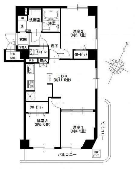Floor plan. 3LDK, Price 19.9 million yen, Occupied area 59.32 sq m , Balcony area 9.98 sq m