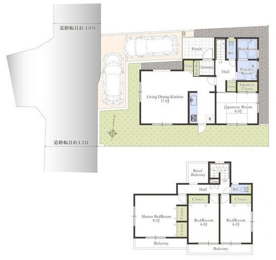 Floor plan. 47,800,000 yen, 4LDK, Land area 143.33 sq m , Building area 105.98 sq m
