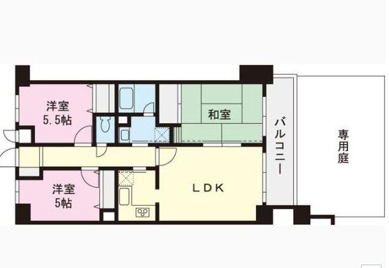 Floor plan. 3LDK, Price 19.9 million yen, Footprint 63 sq m , Is 3LDK with a balcony area 7.28 sq m private garden