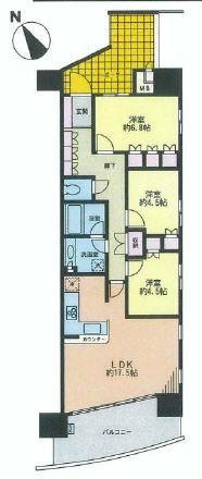 Floor plan. 3LDK, Price 39,900,000 yen, Occupied area 76.88 sq m , Balcony area 13.33 sq m sun hit good 3LDK