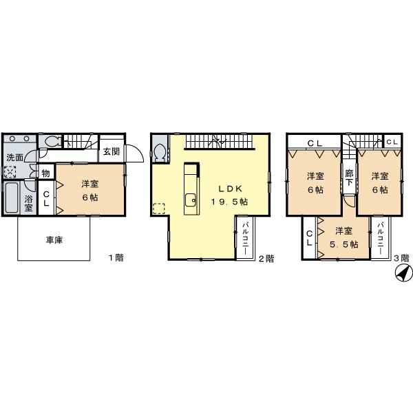 Floor plan. 45,800,000 yen, 4LDK, Land area 64.87 sq m , Building area 106.58 sq m