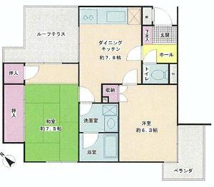 Floor plan. 2DK, Price 11.8 million yen, Footprint 48.2 sq m , Balcony area 9.49 sq m 2DK ・ top floor ・ Per square dwelling unit, Day ・ Ventilation is good