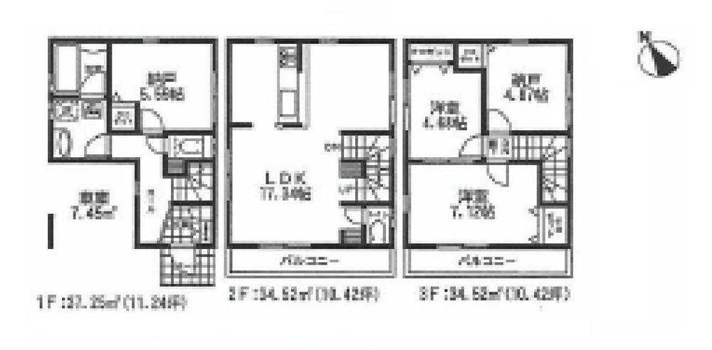 Floor plan. (1), Price 45,800,000 yen, 4LDK, Land area 57.59 sq m , Building area 106.29 sq m