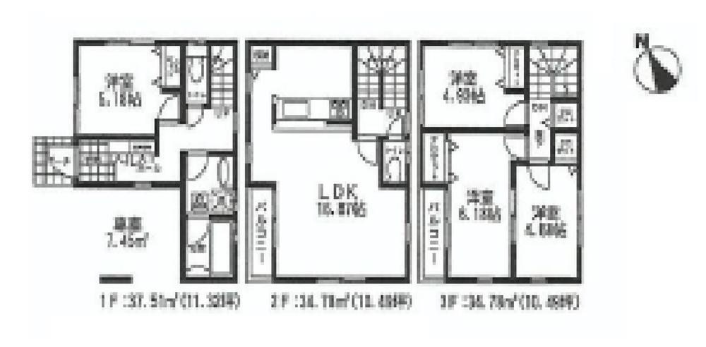 Floor plan. (3), Price 43,800,000 yen, 4LDK, Land area 58 sq m , Building area 107.07 sq m