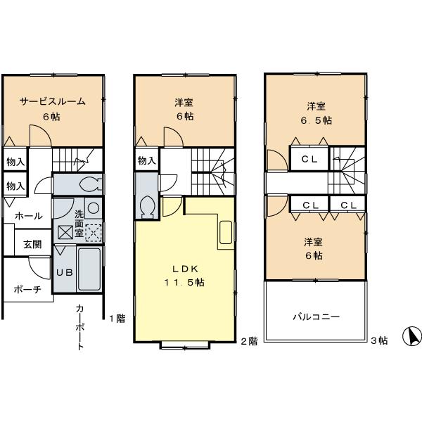 Floor plan. 33,800,000 yen, 4LDK, Land area 73.81 sq m , Building area 93.83 sq m