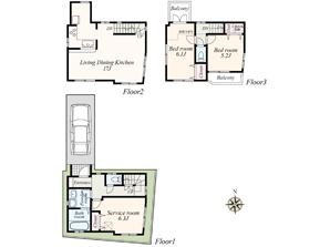6 Building floor plan (2LDK + S + car space Site area 51.67 sq m  Building area 83.69 sq m)
