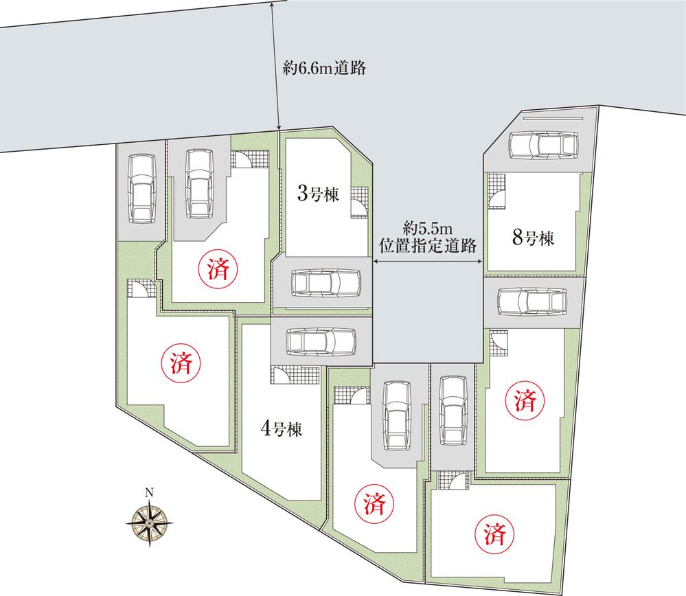 The entire compartment Figure. Road of about 5.5m wide parking easy. It is safe even if the play is children.