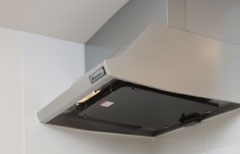 Kitchen.  [Current plate with a range hood] It has adopted the current plate to up the suction efficiency of the air to the range hood.