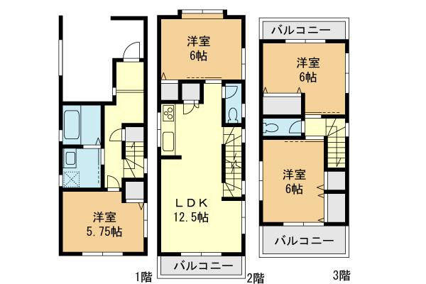 Floor plan. (A Building), Price 34,800,000 yen, 4LDK, Land area 50.17 sq m , Building area 102.42 sq m