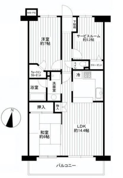 Floor plan. 2LDK+S, Price 24,900,000 yen, Occupied area 70.83 sq m , Balcony area 9.22 sq m