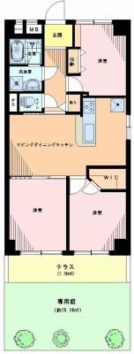 Floor plan. 3LDK, Price 18,800,000 yen, Occupied area 61.39 sq m