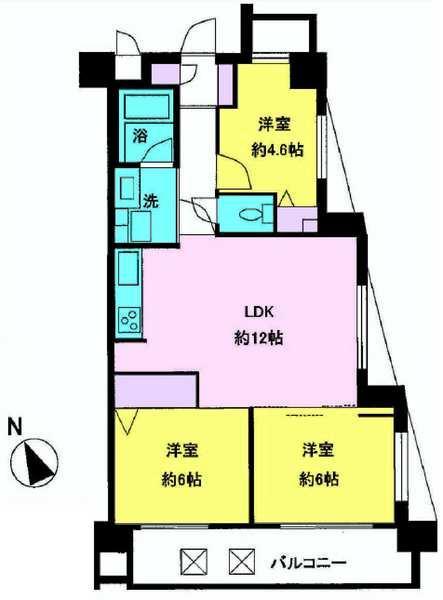 Floor plan. 3LDK, Price 28,900,000 yen, Occupied area 61.56 sq m , Balcony area 9.31 sq m