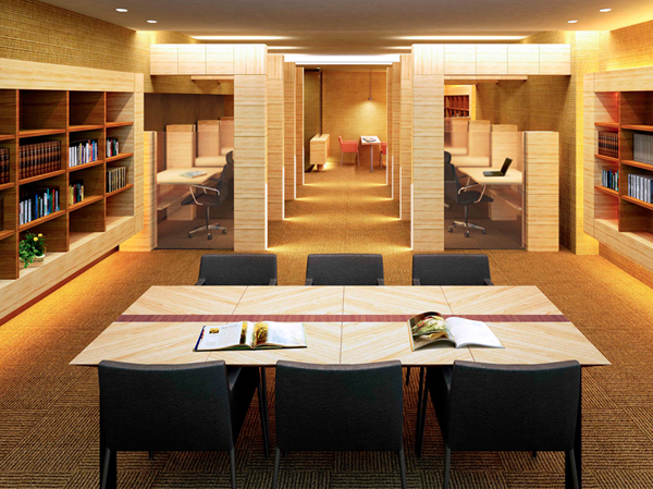 Shared facilities.  [Library of the flow of the quiet time] Providing a library that you can concentrate on the children of the study and reading. In this space that flows of quiet time, It'll be get on even hobby and work. (Rendering)