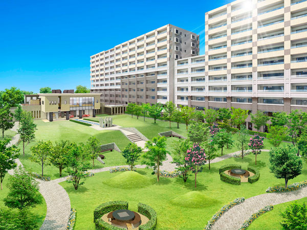 Shared facilities.  [Lush courtyard of the only families] Only of the landscape towards the wind live a good feeling. The center of the hill has started to create a look in the courtyard of the landscape. Also arranged trees and flowers everywhere, The arrival of the four seasons was the aim of the courtyard that family is felt. (Rendering)