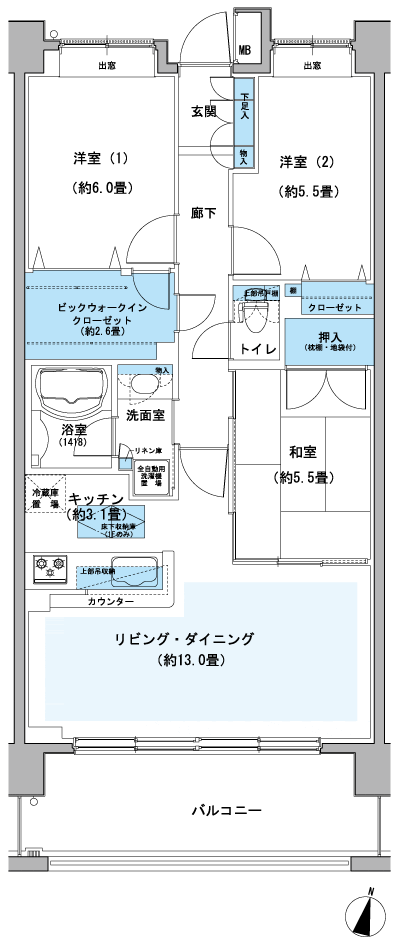 Floor: 3LDK + BW, the occupied area: 77.23 sq m, Price: 39,880,000 yen, now on sale