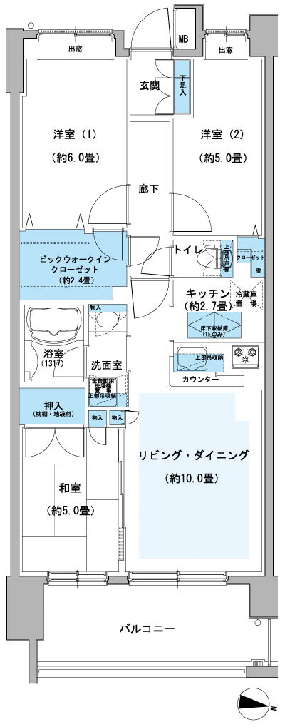 Floor: 3LDK + BW, the occupied area: 66.96 sq m, Price: 31,980,000 yen, now on sale