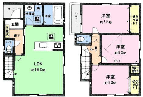 Floor plan. 36,880,000 yen, 3LDK, Land area 90.01 sq m , Building area 85.99 sq m