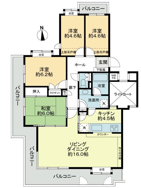 Floor plan. 4LDK, Price 26,800,000 yen, Occupied area 89.83 sq m , Balcony area 25.87 sq m