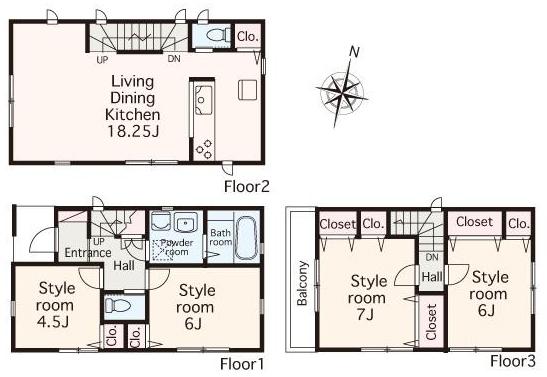 Floor plan. (A Building), Price 33,900,000 yen, 4LDK, Land area 78.18 sq m , Building area 97.67 sq m