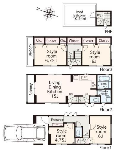 Floor plan. (C Building), Price 35,900,000 yen, 4LDK, Land area 57.1 sq m , Building area 107.73 sq m