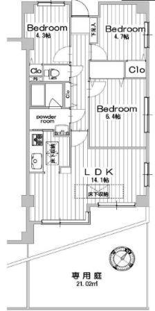 Floor plan. 3LDK, Price 23.8 million yen, Occupied area 62.01 sq m , Balcony area 8.41 sq m