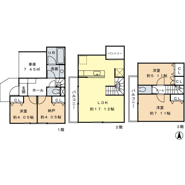 Floor plan. (A Building), Price 33,800,000 yen, 3LDK+S, Land area 59.56 sq m , Building area 96.04 sq m