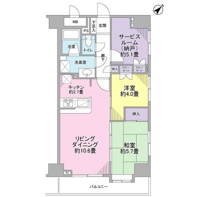 Floor plan. Mato configuration of 2SLDK.