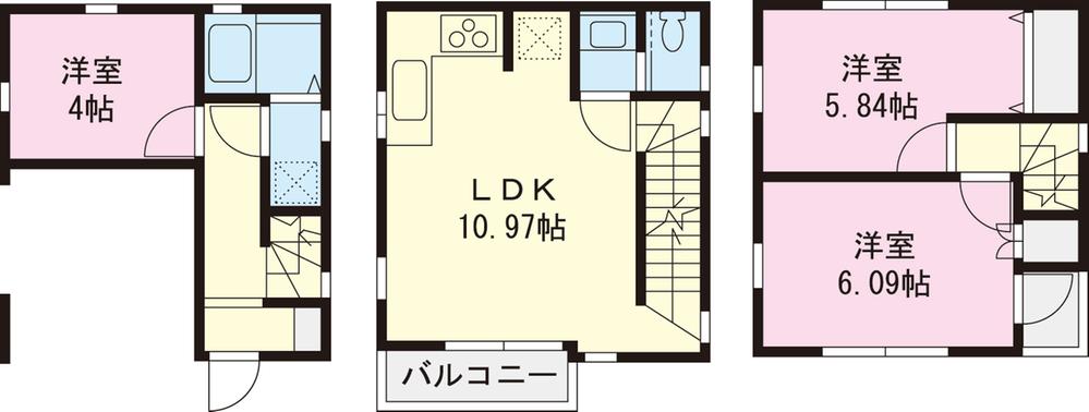 Floor plan. (B Building), Price 27,958,000 yen, 3LDK, Land area 41.74 sq m , Building area 64.85 sq m