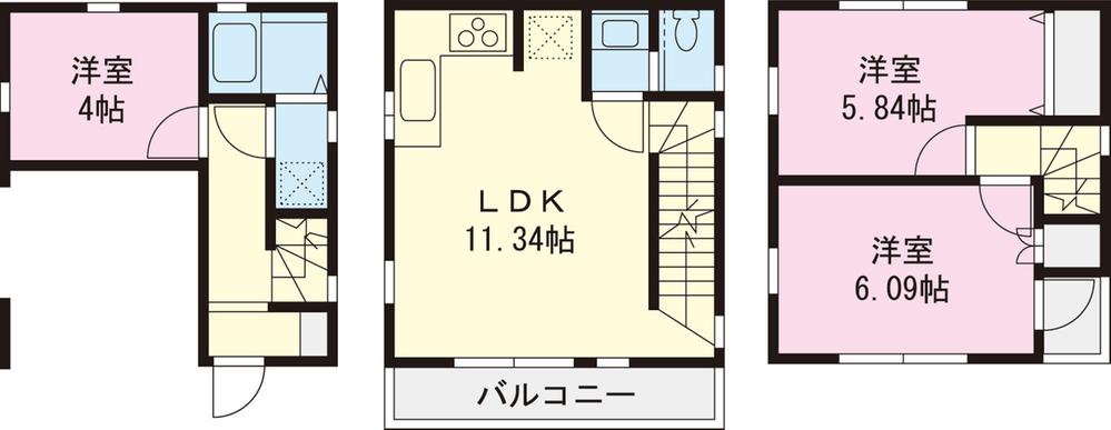Floor plan. (C Building), Price 27,958,000 yen, 3LDK, Land area 41.74 sq m , Building area 65.45 sq m