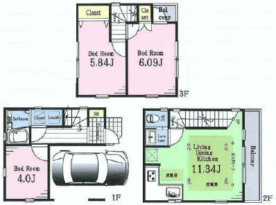 Floor plan. 27,800,000 yen, 3LDK, Land area 41.74 sq m , Building area 73.3 sq m
