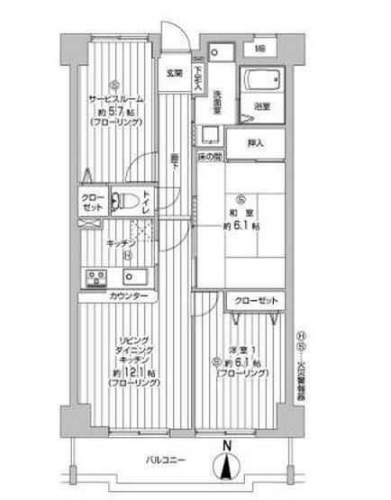 Floor plan. 2LDK, Price 19,400,000 yen, Occupied area 65.32 sq m , Balcony area 8.34 sq m
