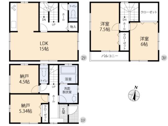 Floor plan. 33,800,000 yen, 2LDK, Land area 80.35 sq m , Building area 97.2 sq m floor plan