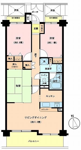 Floor plan. 3LDK, Price 24,800,000 yen, Occupied area 71.09 sq m , Balcony area 10.03 sq m