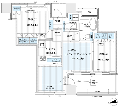 Floor: 2LDK, the area occupied: 59.4 sq m, price: 62 million yen, currently on sale