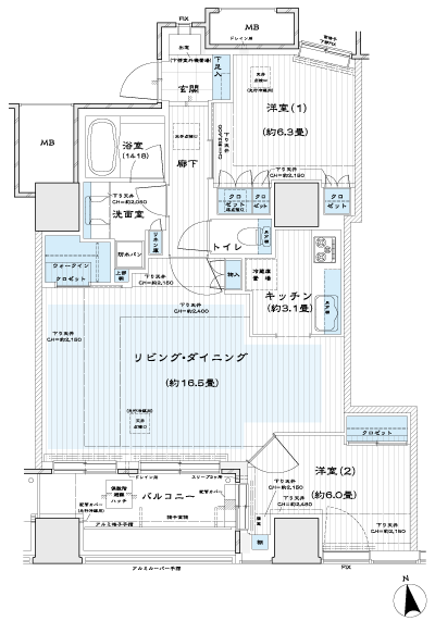 Floor: 2LDK + WIC, the occupied area: 73.66 sq m, Price: 68,900,000 yen, now on sale