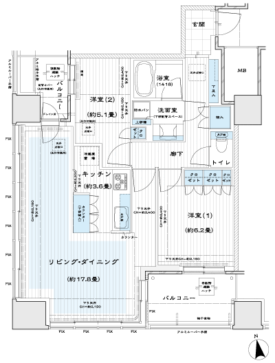 Floor: 2LDK, occupied area: 72.25 sq m, Price: 66,200,000 yen ・ 68,100,000 yen, now on sale
