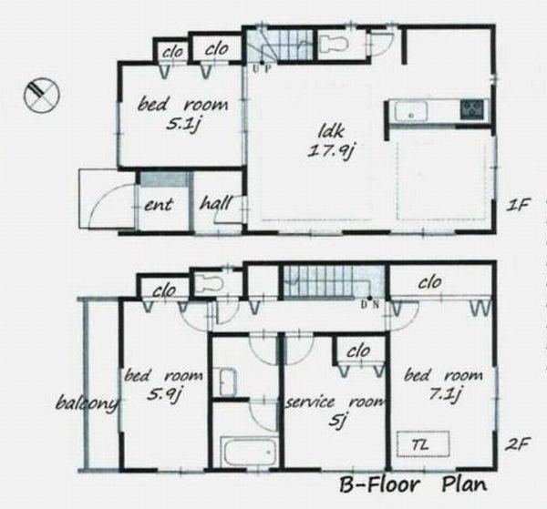 Floor plan. (B Building), Price 41,800,000 yen, 4LDK, Land area 101.06 sq m , Building area 96.85 sq m