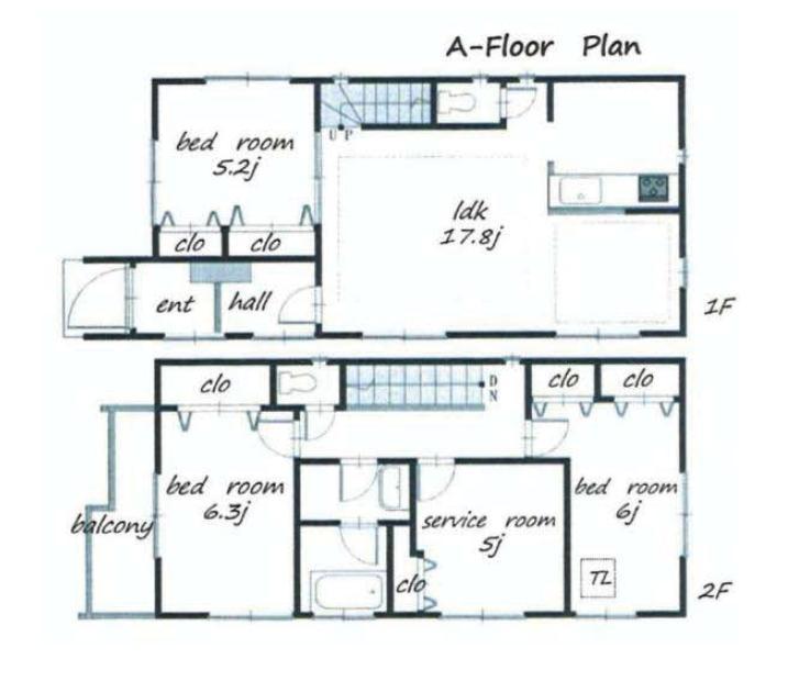 Floor plan. (A Building), Price 41,800,000 yen, 3LDK+S, Land area 101.01 sq m , Building area 97.86 sq m