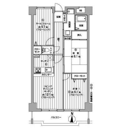 Floor plan. 3LDK, Price 19,400,000 yen, Occupied area 65.32 sq m , Balcony area 8.34 sq m