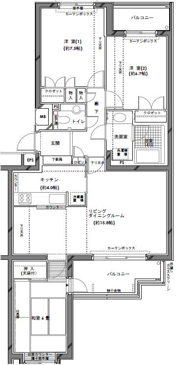 Floor plan. 3LDK, Price 27,200,000 yen, Occupied area 88.15 sq m , Balcony area 10.85 sq m