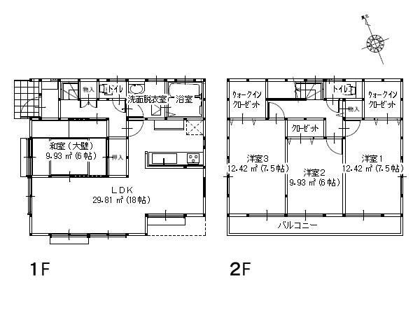 Floor plan. (B Building), Price 39,800,000 yen, 4LDK, Land area 138.67 sq m , Building area 109.3 sq m