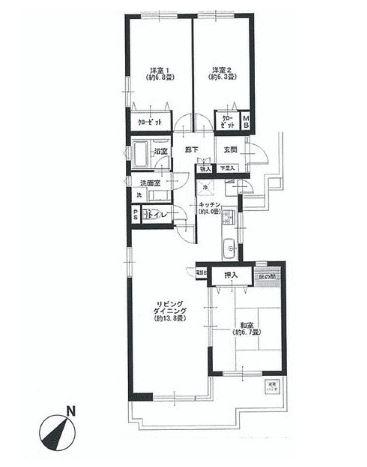 Floor plan. 3LDK, Price 23,900,000 yen, Occupied area 81.48 sq m , Loose 3LDK of balcony area 9.24 sq m southwest angle room