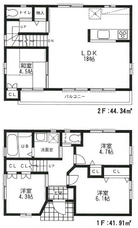Floor plan. (B Building), Price 41,800,000 yen, 4LDK, Land area 74.49 sq m , Building area 90.3 sq m