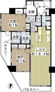 Floor plan. 1LDK + S (storeroom), Price 37,800,000 yen, Footprint 75.5 sq m , Balcony area 17.12 sq m
